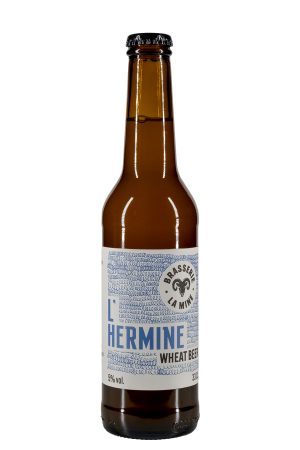 l'hermine, brasserie la mine, wheat beer, 5% vol. 33cl.